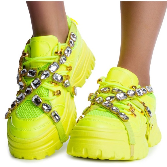 Cape Robbin Shoes - Cape Robbin Chunk Fever Sneakers Women’s Size 6 Neon Yellow‎ Chunky Platform